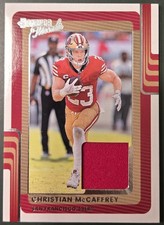 Christian McCaffrey 2025 Panini Donruss Treads jersey card, Dan Francisco 49ers 