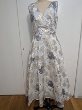 Eliza J Floral Fit And Flare dress/ Ivory and Gold Size 4