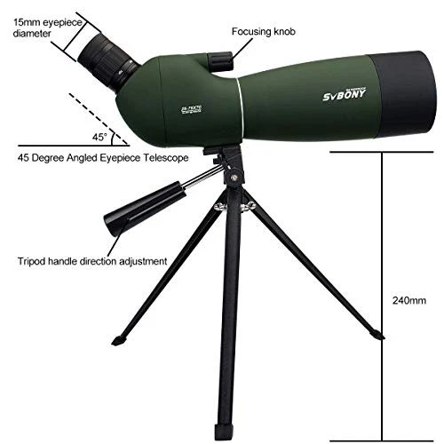 SV28 Spotting Scope with Tripod Phone Adapter 25-75X70, HD Zoom BAK4 - Image 3 of 4