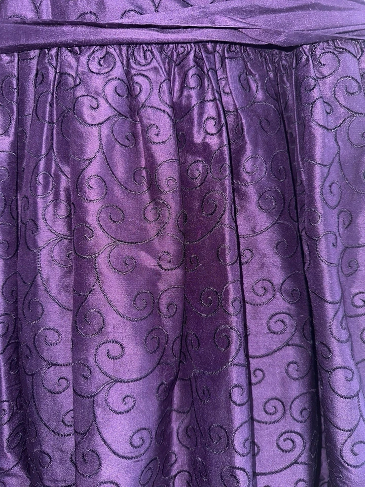 Vestido Strasburg Niñas Largo Completo 100% Seda Bordado Talla 10 Púrpura Formal Foto 2 de 4