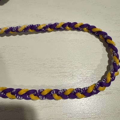 Purple/Yellow Braided Sports Necklace 20  (many available) VIKINGS Free Shipping