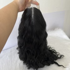 Synthetic Hair Heat Resistant Off black Frontal Lace Wigs Long Wavy