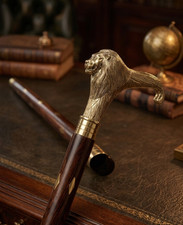 Lion Head Brass Handle Walking Cane Handcrafted Wooden Walking Stick