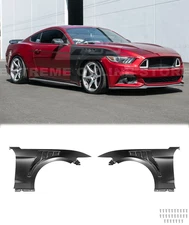 GT500 KR Style Fenders For 15-17 S550 Ford Mustang Matte Black Front Side Vented