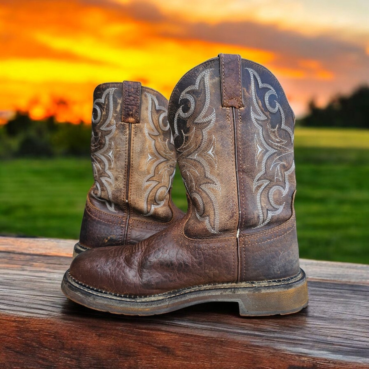Justin Boots Work Boot WK4311 Amarillo Steel Toe Chocolate Brown