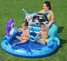 H2OGO! Polar Pals Kids Inflatable Water Play Center (53" X 51.5" X 28.5") | Outd
