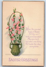 1926 Easter Greetings Flowers Basket West Simsburg Connecticut CT Postcard