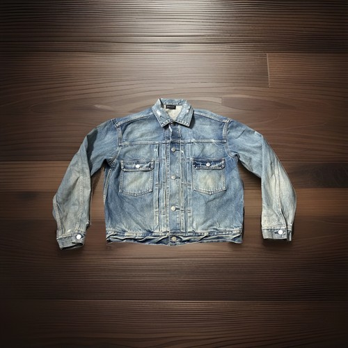 John Elliott Jacket Mens 2 Blue Thumper Type III Distressed Denim Pre SS19