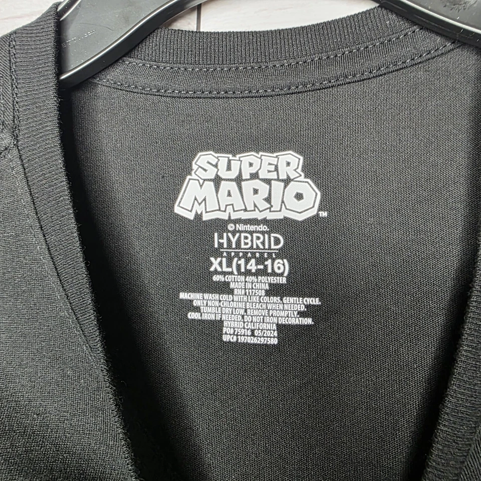 Nueva Camisa Manga Corta Super Mario Boo Camiseta Talla XL 14/16 Negra Halloween Foto 4 de 4
