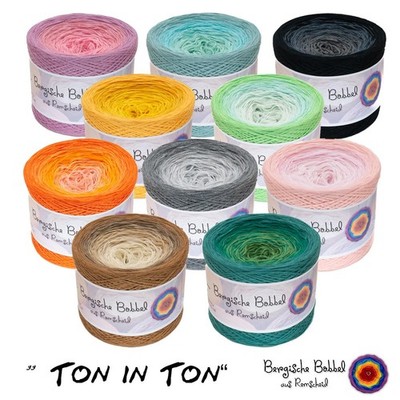 Bergische Bobbel, Farbverlauf, ''Ton in Ton'', Farbe/Fäden/Länge wählbar, (70 /kg)