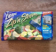 Ziploc Zip'N Steam Medium Cooking Bag-Pack of 10~DISCONTINUED NEW SEALED
