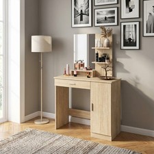 DecHome Toeletta trucco con Specchio Postazione trucco 90x38x138 cm Legno