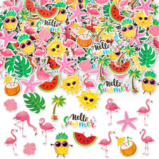 300 Pcs Summer Hawaiian Foam Stickers Tropical Beach Flamingo Sun Self-Adhesive