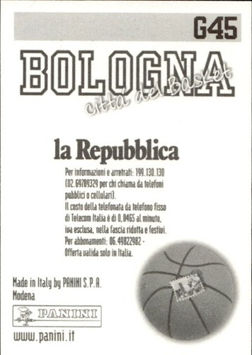 figurina Bologna basket panini Massimo Masini # 97 - Foto 2 di 2