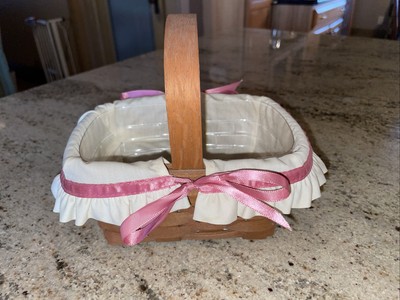 Longaberger Vintage 1989 Basket With Attached Handle Liner & Protector