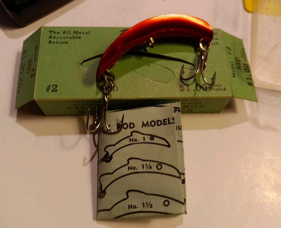 SEÑUELO VINTAGE RUSSELURE 2" Rojo Aluminio Anodizado en Orig. CAJA con papeles Foto 3 de 4