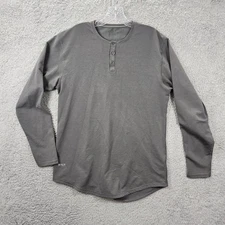 BYLT Men's Drop Cut Henley LS Long Sleeve Gray Shirt Gym Size M
