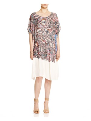 FRENCH CONNECTION Womens Pink Paisley Cap Sleeve Below The Knee Shift Dress XS