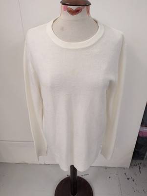 Primark Medium Langarm Winter weiß Pullover kleine schwache Markierung in der Mitte