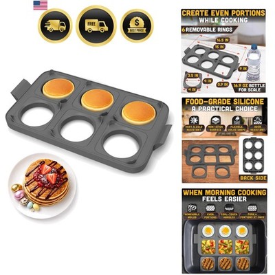 Silicone Egg Rings for Griddle & BBQ, 6 Round & Square Shapes | Pancake Mold ...