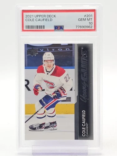 COLE CAUFIELD 2021-22 UD SERIES 1 YOUNG GUNS ROOKIE #201 CANADIENS PSA 10 Q7217