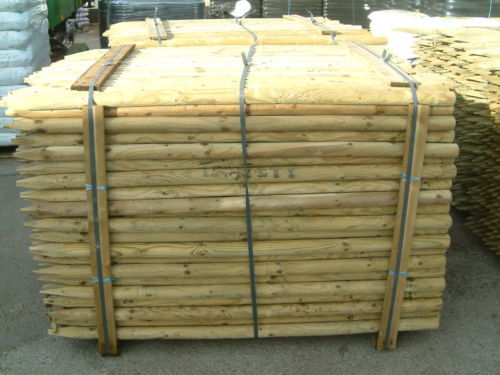 10 x MACHINED ROUND & POINTED WOODEN FENCE POSTS / VARIIOUS SIZES | eBay UK