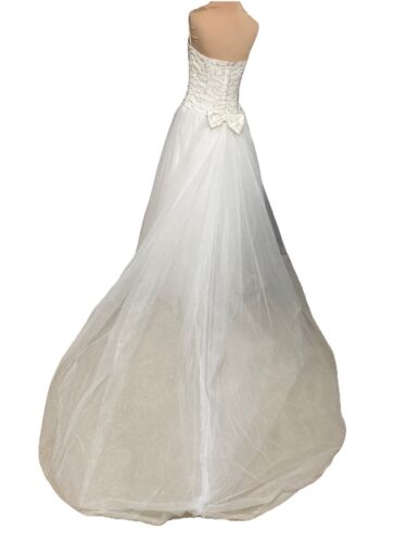 DaVinci Strapless Ivory Beaded Ball Gown Wedding Bridal Dress + Train Size 12