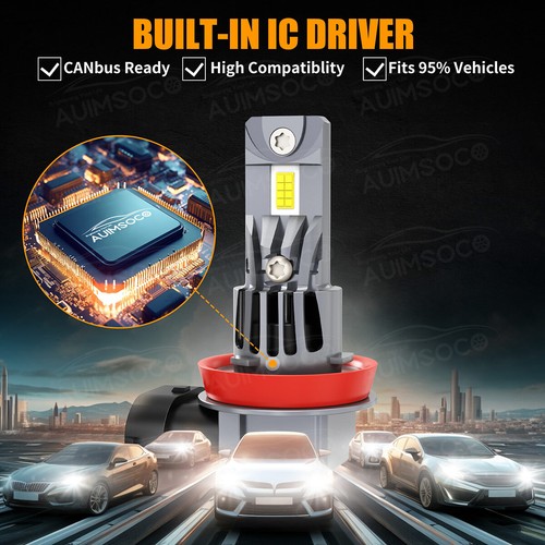 H11 H8 H9 LED Lamp Kit High Low Beam Bulb Super Bright 6500K White 10000LM - Picture 8 of 12