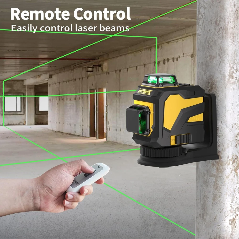 IKOVWUK Laser Level, 3x360° Cross Line for 3x360°, Black and Yellow