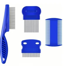 4 PCS Flea & Lice Comb Set - Stainless Steel, Double-Sided Grooming Tool!