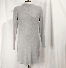 Derek Heart Mock Neck Sweater Dress Size S Gray Rib Knit Lightweight
