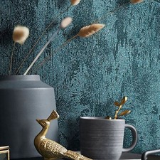 Papel pintado texturizado yeso sintético metálico verde azulado lámina lisa verde azulado