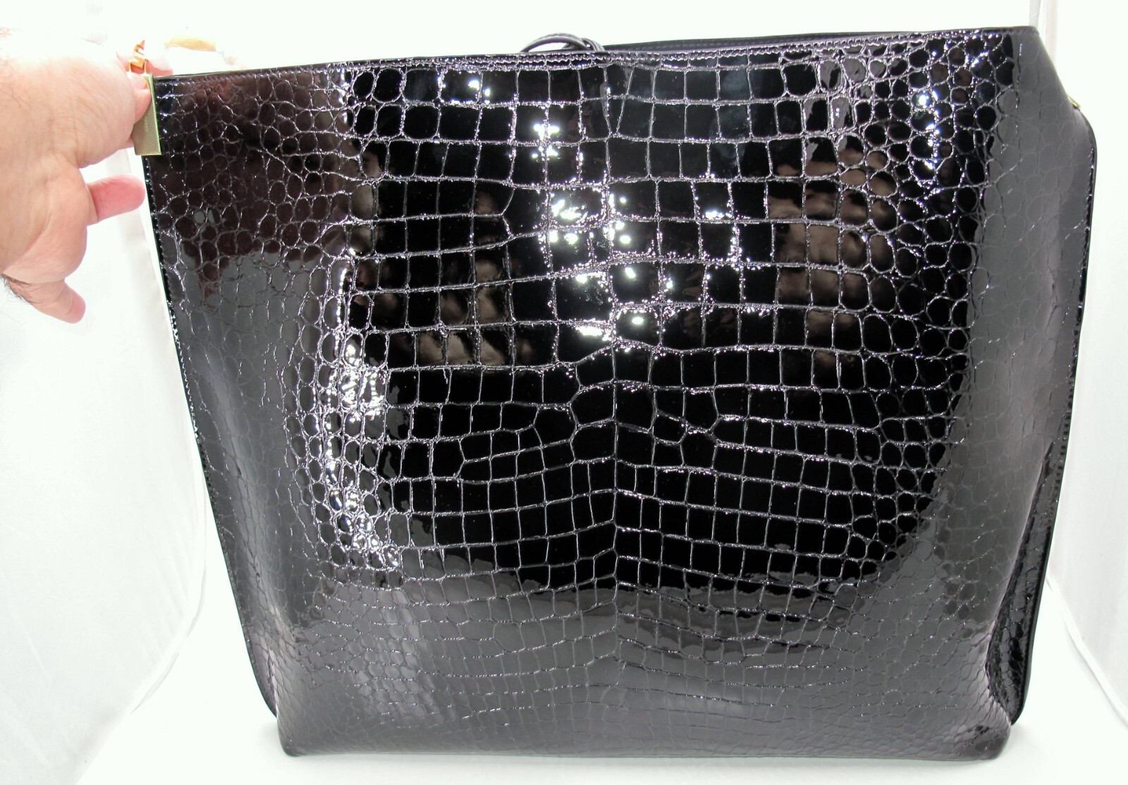 Borsa a mano originale YVES SAINT LAURENT effetto coccodrillo nera con custodia "YEE"**