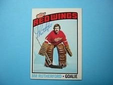 1976/77 O-PEE-CHEE NHL HOCKEY CARD #88 JIM RUTHERFORD EX/NM AUTO AUTOGRAPH OPC