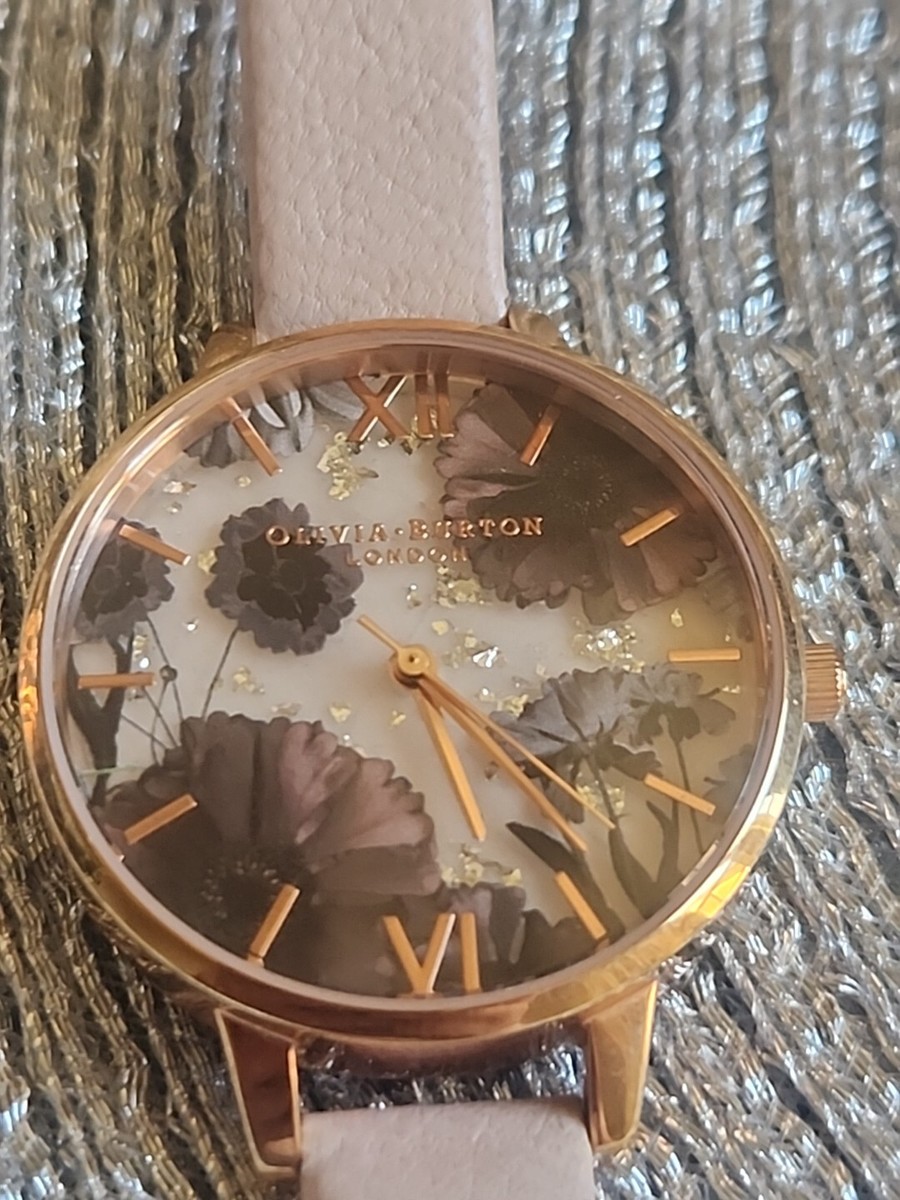 Olivia Burton Watch With Pink Quartz Stone Face With Florals  display picture 1
