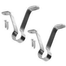 2x CHROME 19mm RAIL BRACKET SUPPORT+SCREWS Wardrobe Rod Tube Replacement Fitting