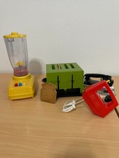1970s Vintage Amsco Toy Play Toaster, Chilton Toy Play Mixer, Toy Iron, Blender