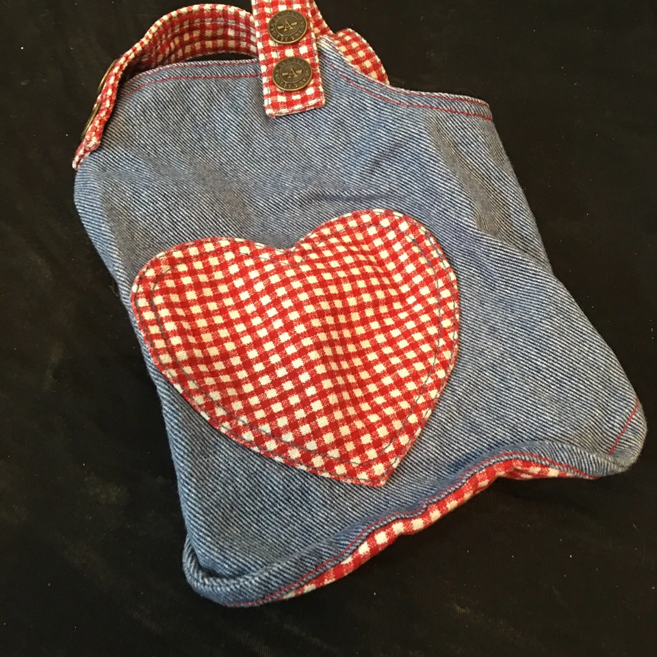 Vestido Klippo Pet Dog Denim Suave Y Corazón A Cuadros Talla S - Azul Usado en Excelente Condición Foto 4 de 4