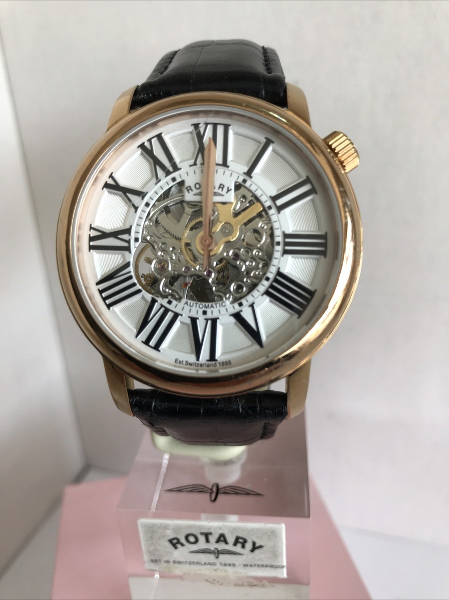 Rotary Mens Rose Gold Automatic Skeleton Watch Gs00136/21 Lw6 for