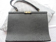 Vintage Tasche, edle Handtasche,  Design Kroko, Omas Handtasche schwarz
