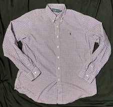 Mens Ralph Lauren Striped Long Sleeve Button Down Dress Shirt XL Purple White
