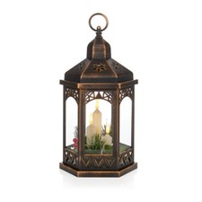 Image of Christmas 33cm Hexagonal Lantern with Triple Flickabrights Candle