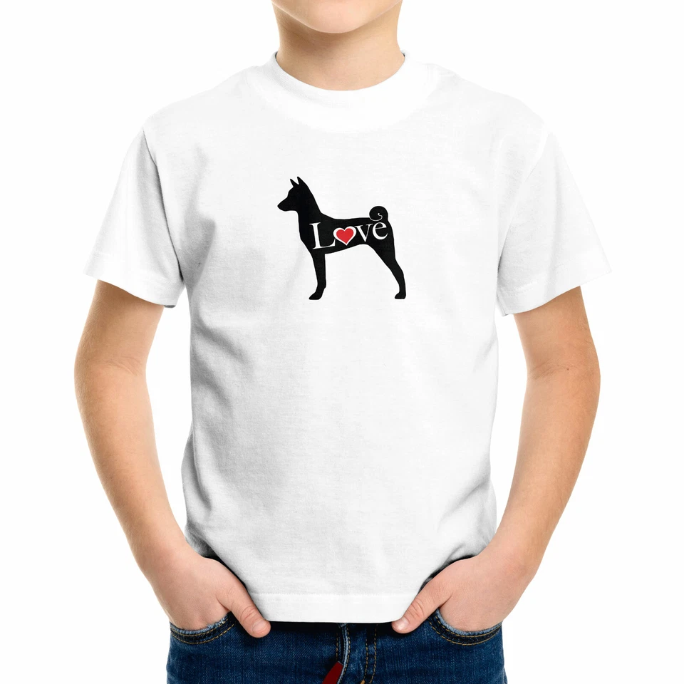 Love Basenji 狗爱好者 学步儿童 青少年 T 恤 图形 非洲无吠 布什 — 第 4/4 张图片