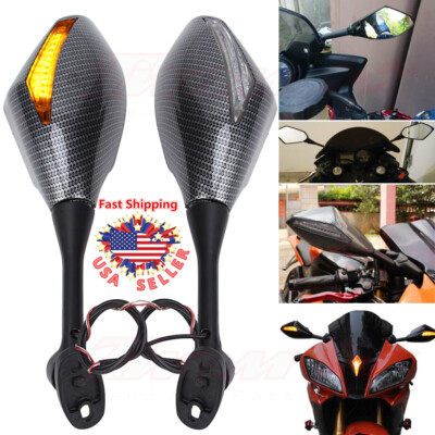 Motorcycle Side Mirrors Rearview Turn Signal Light LED For Honda CBR600RR 1000RR