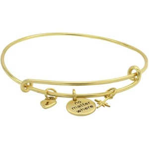 Authentic Key to My Heart, Star & No Matter Where Bangle Bracelet 14K Yellow Gold Plated