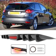 For Ford Focus Rear Bumper Diffuser Splitter Fin W Led Brake Light Carbon Fiber