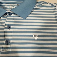 Graham Luxe Golf Polo Light Blue White Stripes Mens XL