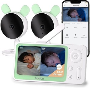 BOIFUN 4.3" Babyphone mit Kamera App, Bewegung und VOX Modus Geräuscherkennung