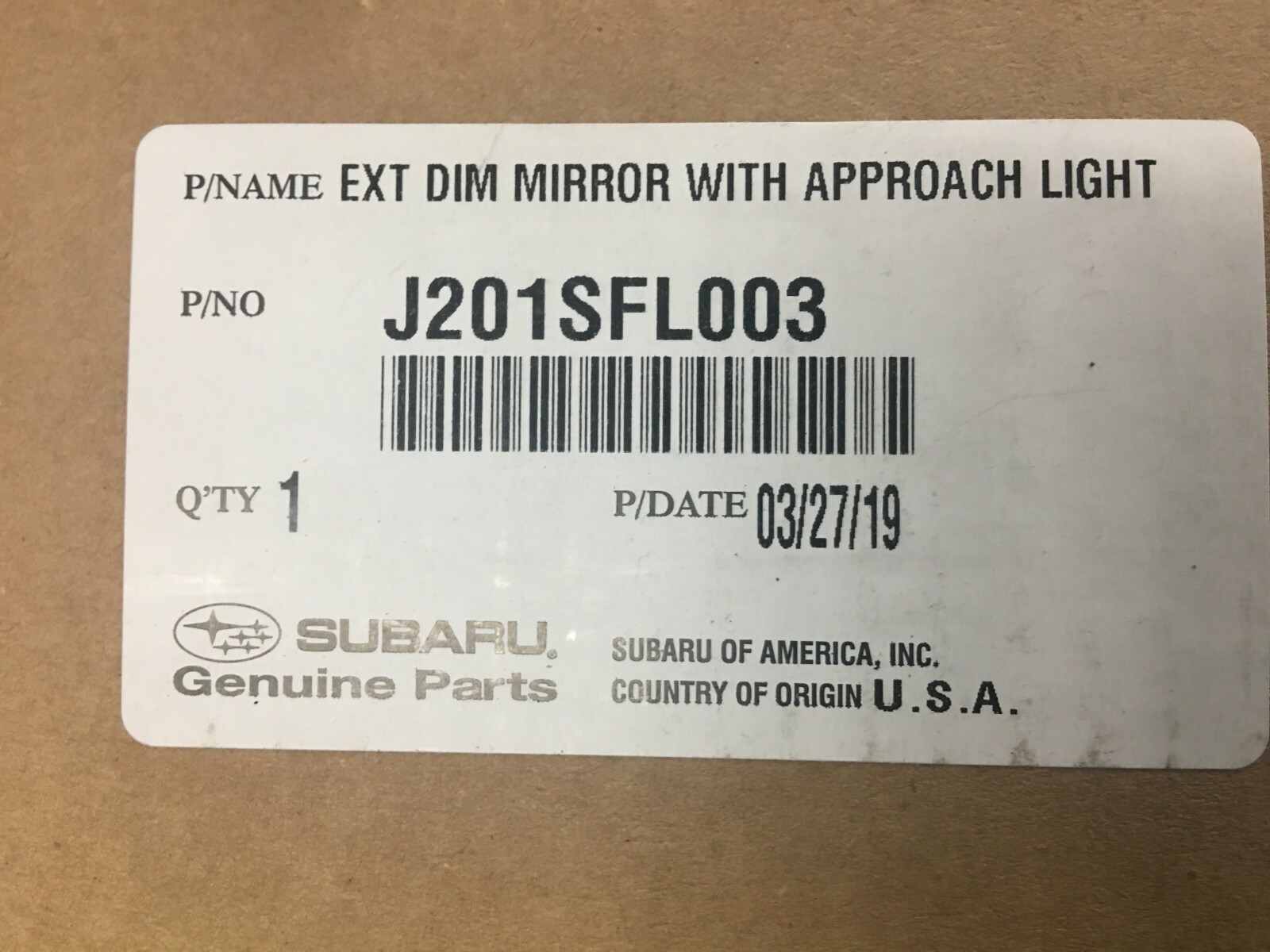 2017-2023 Subaru Exterior Auto Dimming Mirror with Approach Light J201SFL003 OEM