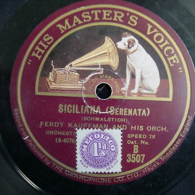 10'' 78 rpm record FERDY KAUFFMAN rose beetle goes a wooing / siciliana B 3507